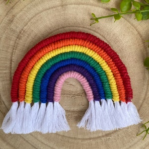 Macrame Rainbow Fridge Magnet: Handmade Recycled Cotton Decor