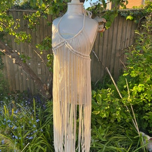 Handmade Macrame Beach Cover-Up Dress: Recycled Cotton Festival Outfit