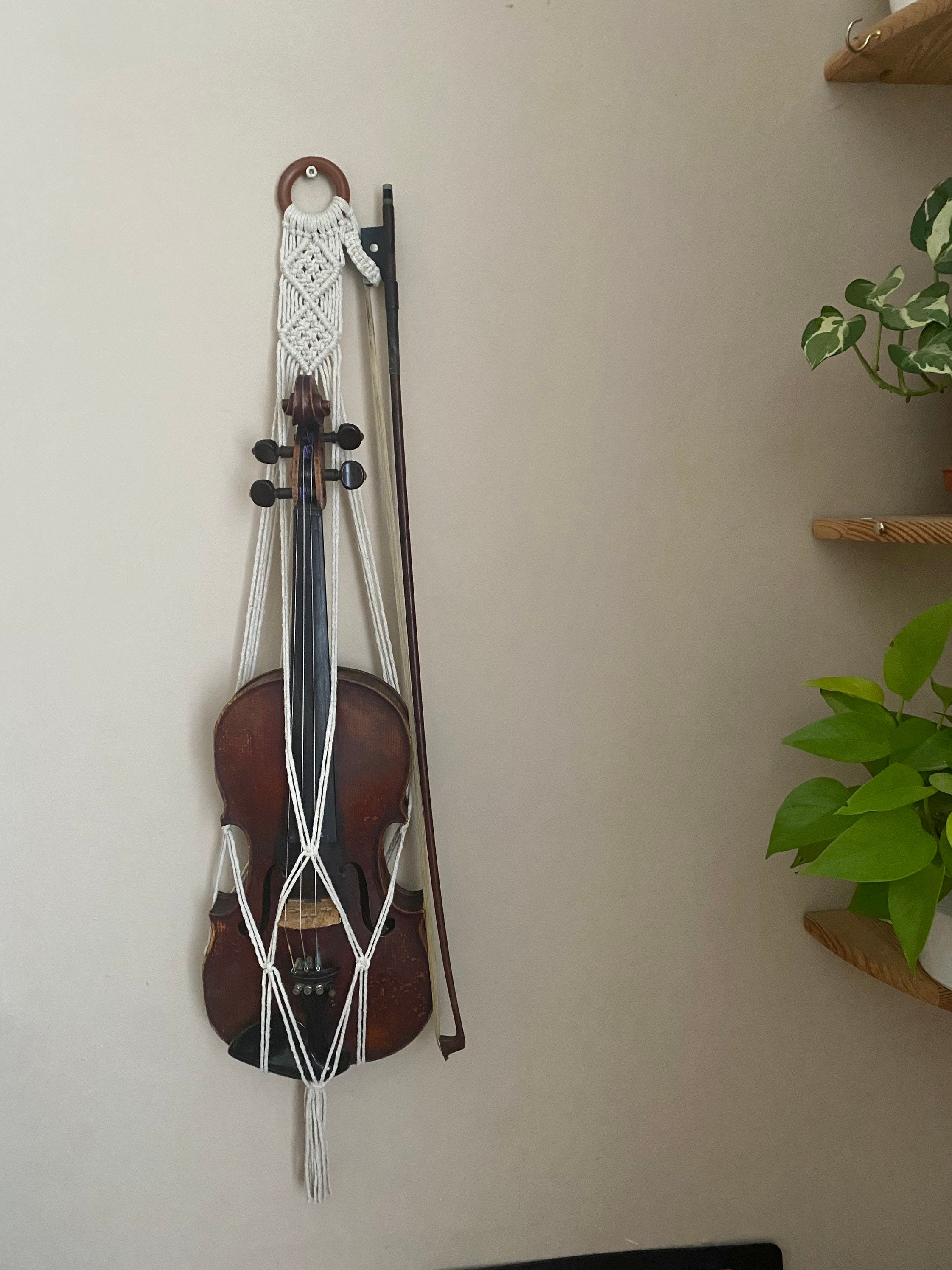 Fixation murale violon violon alto cintre crochet gardien avec support  d'archet coussin en caoutchouc base en bois