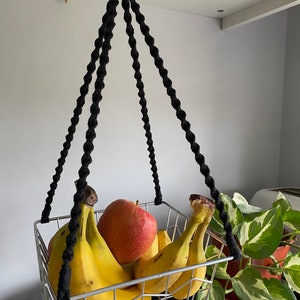 Hanging Fruit Basket | Hanging Fruit Bowl | Kitchen Storage | Black Kitchen Decor | Fruit Hammock