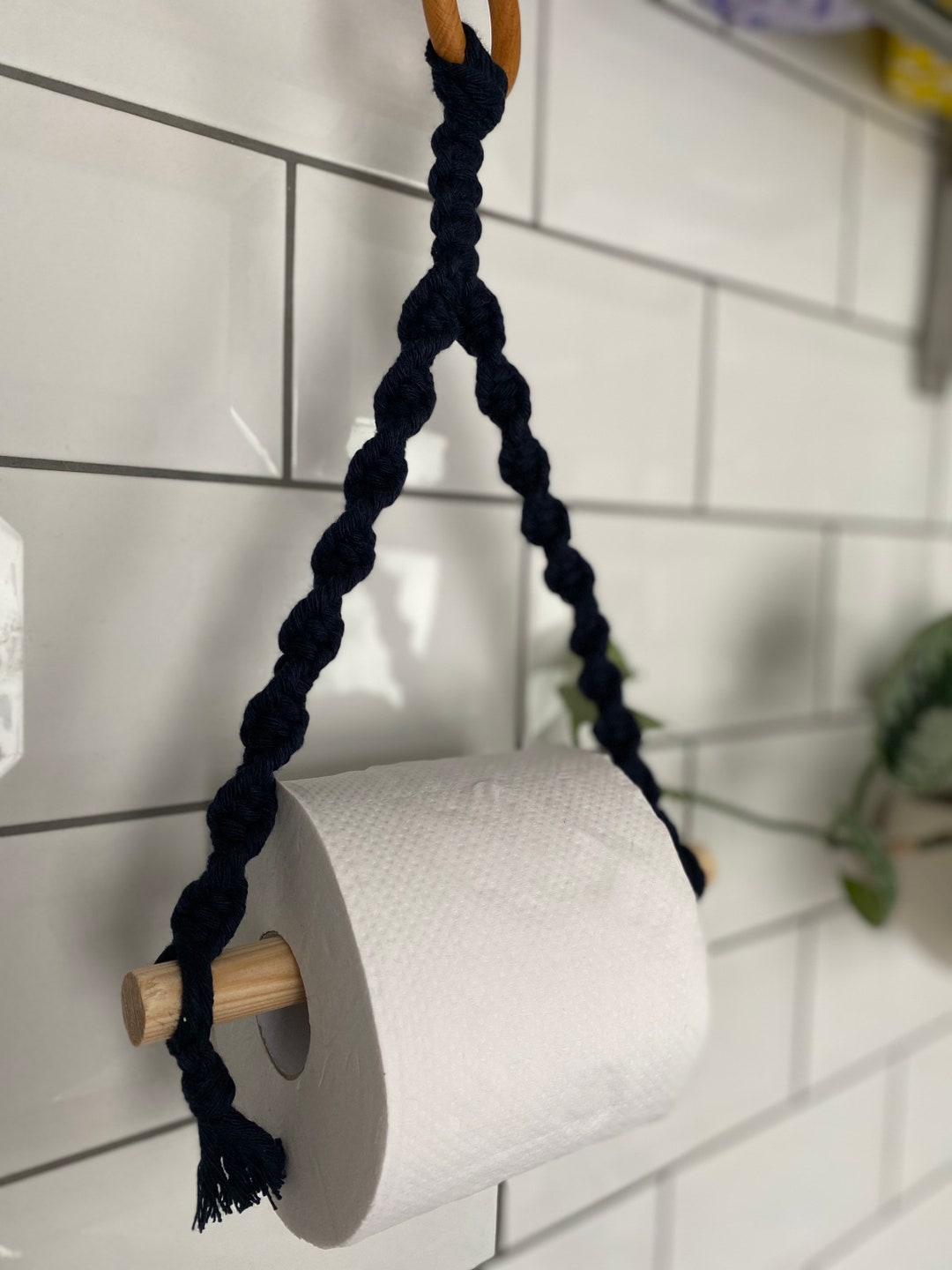Navy Blue Toilet Roll Holder, Navy Bathroom Accessories, Guest Bathroom