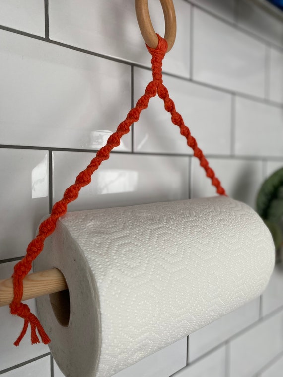 Orange Kitchen Paper Towel Holder, Kitchen Roll Holder Wooden