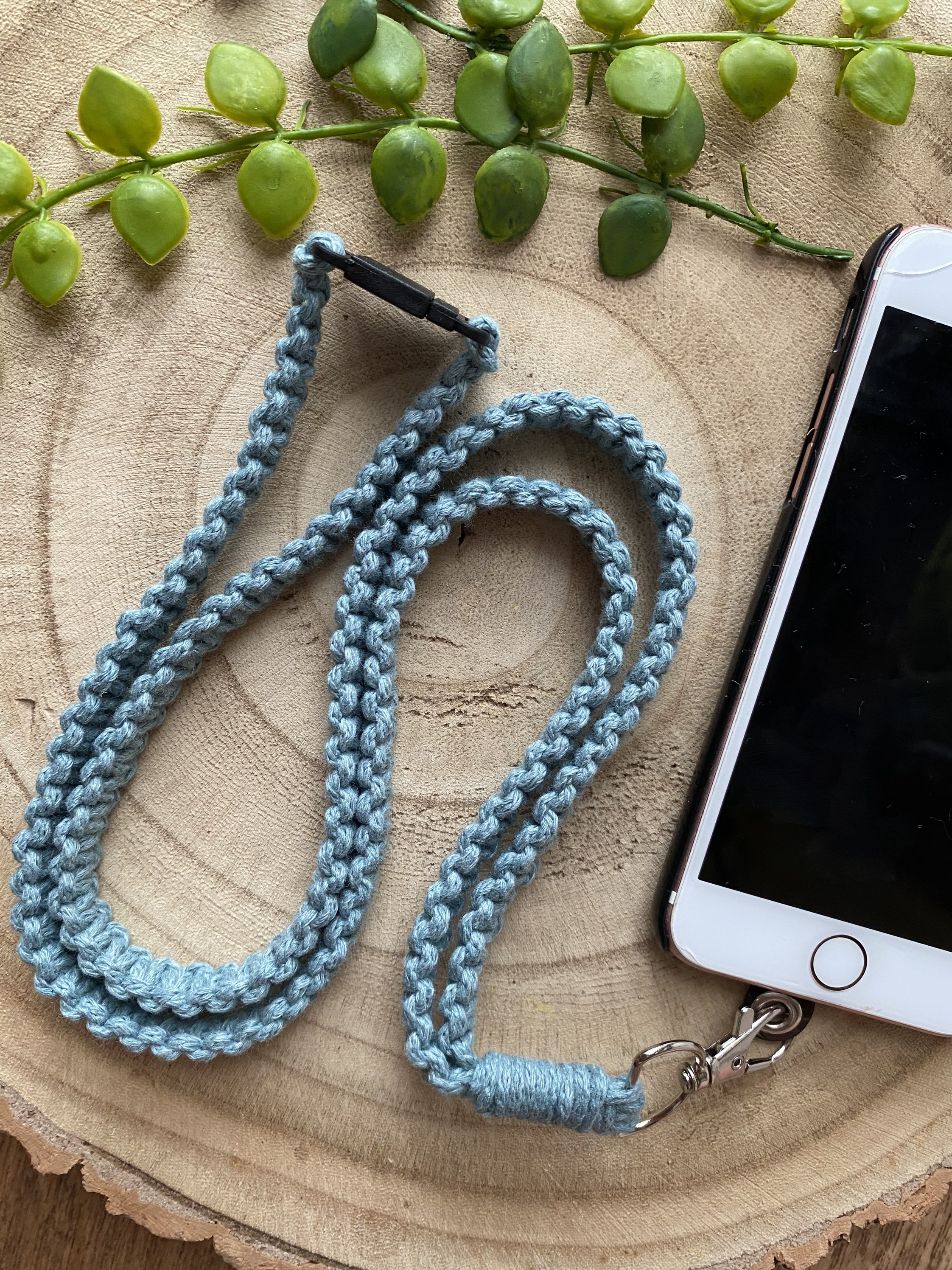 Blue Macrame Phone Lanyard: Hands-free Phone Tether - Etsy