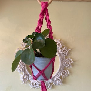 Pink Mini Plant Hanger | Small Plant Pot Holder | Colourful home decor | Short plant hanger