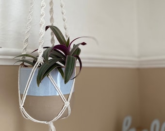 Handmade Macrame Plant Hanger: Natural Recycled Cotton, 60cm