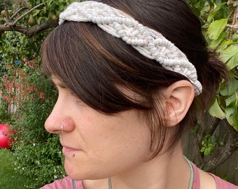 Diadema blanca, diadema de macramé, diademas para adultos, diadema boho, moda sostenible, pieza de cabello boho, regalos ecológicos, accesorios para el cabello