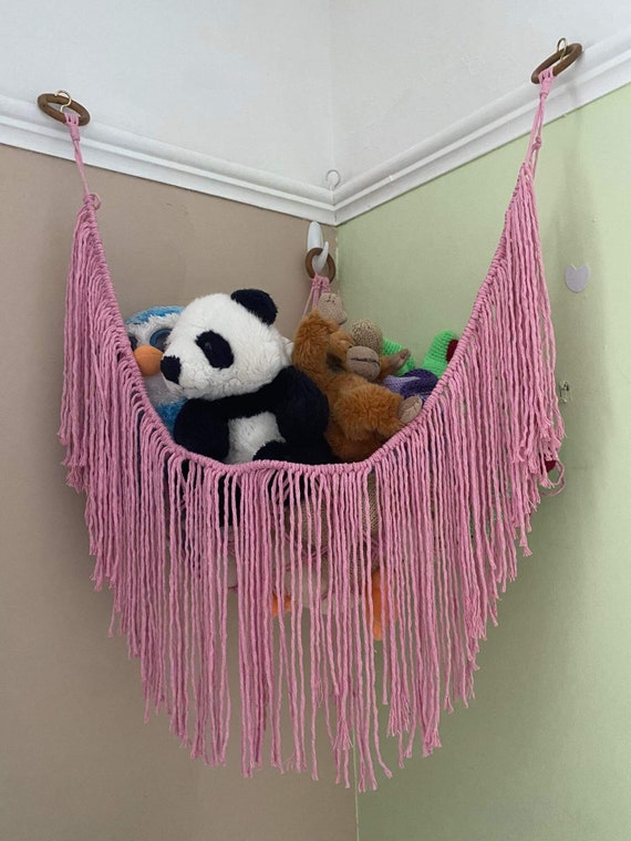 Pink Toy Hammock Soft Toy Storage Nursery Decor Bedroom Storage