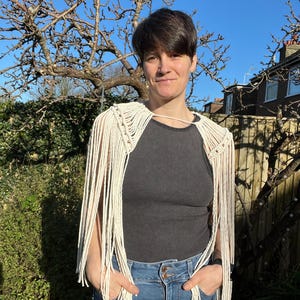 Handmade Macrame Shoulder Epaulette: Recycled Cotton Boho Accessory