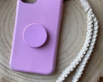 Natürliches Makramee Handyband: Handgefertigtes Armband aus Baumwolle