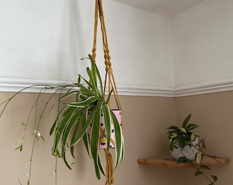 Mustard yellow macrame plant hanger, boho home decor, vase hanger, indoor plant pot holder, eco friendly gifts for plant lover