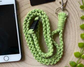 Heldergroen macramé-telefoonkoord: milieuvriendelijk katoenen koord