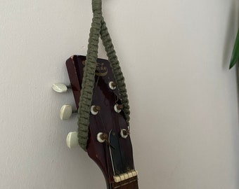 Green guitar or ukulele hanger, ukulele hook, music home decor, ukulele strap, ukulele wall mount, ukulele accessories