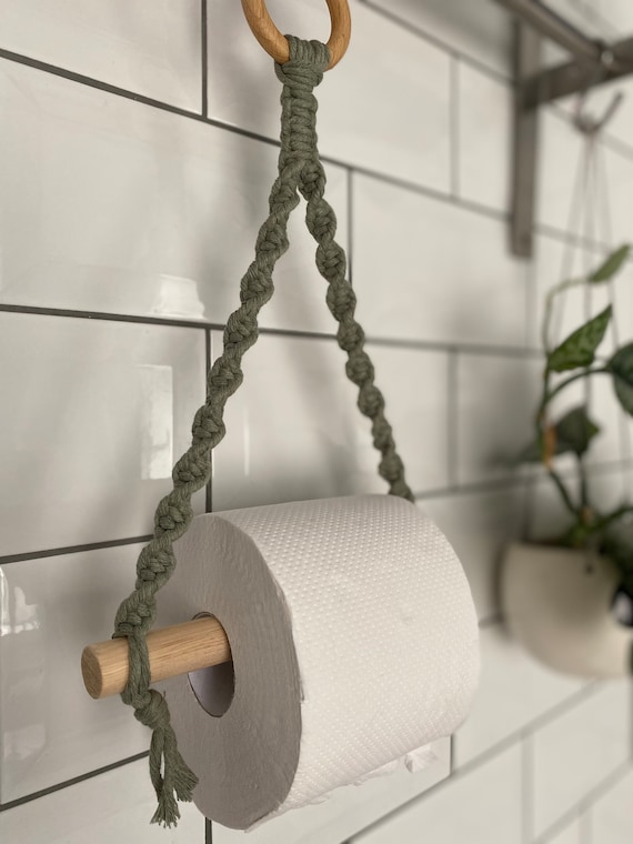 Toilet Paper Storage Holder, Boho Wall Mounted Tissue Roll Stand