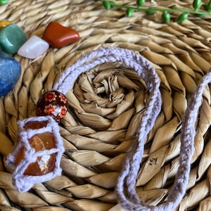 Purple Crystal Holder | Crystal Pouch | Crystal Cage | Gemstone Holder | Crystal Net |Crystal Cage Necklace