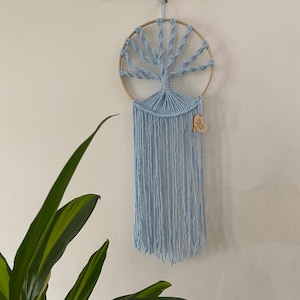 Macrame Tree of Life | Hanging Dreamcatcher | Tree of Life Tapestry | Blue Wall Art