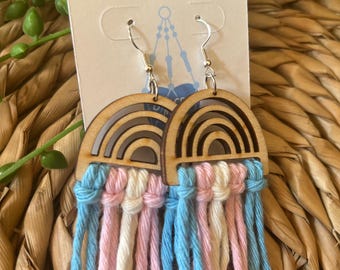 Trans Pride Earrings: Rainbow LGBT Flag, Sterling Silver or Titanium
