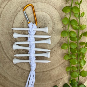Support pour tee de golf blanc : accessoire pour sac de golf en coton recyclé fait main