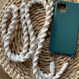 Handmade Cotton Cord Crossbody Phone Strap with Universal Phone Tether