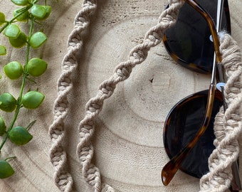 Chunky Glasses Chain: Handmade Taupe Recycled Cotton Eyewear Strap