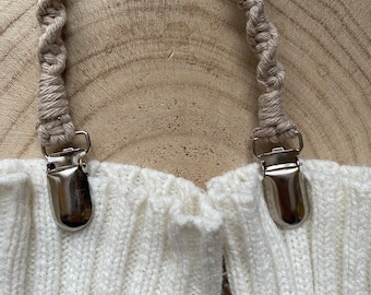 Taupe Mitten Clips: Recycled Cotton Glove Savers for Adults