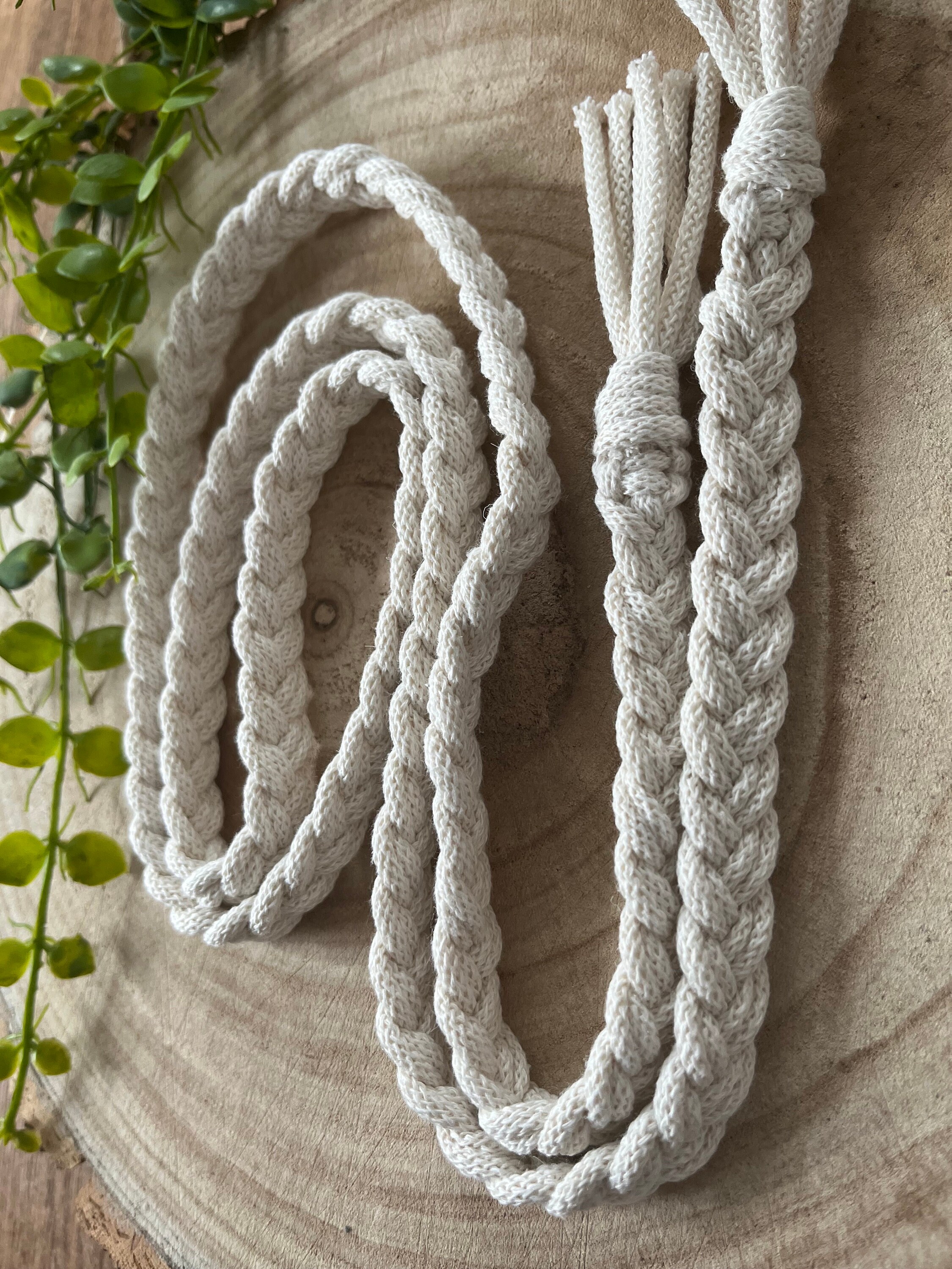 Handmade Macrame Tassel Belt: Natural Braided Cotton Waist 
