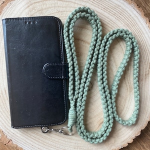 Green Macrame Crossbody Phone Strap: Universal Phone Lanyard