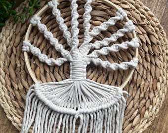 Macrame Tree of Life Wall Hanging: Boho Tapestry, 20cm