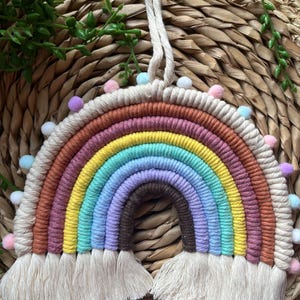 Pom Pom Macrame Rainbow: Pastel Nursery Decor