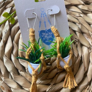 Pendientes colgantes de macramé para plantas: algodón reciclado, regalo para amantes de las plantas