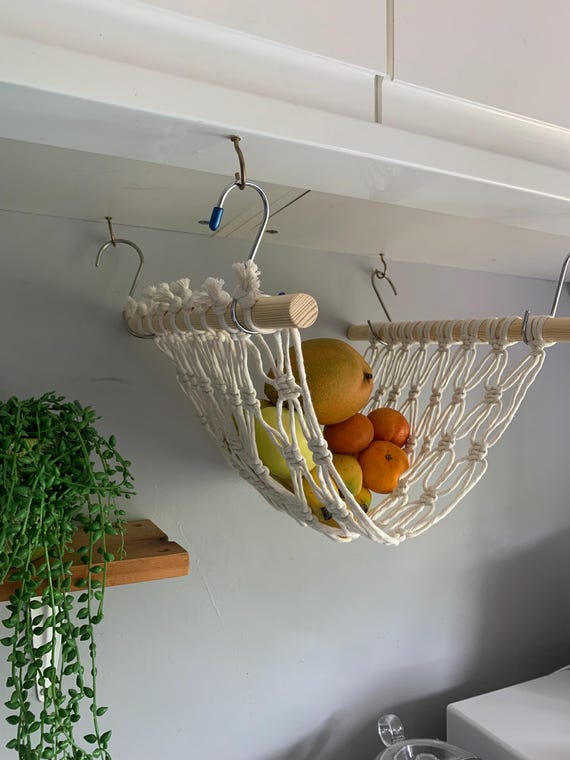 Handmade Cotton Fruit Hammock: Hanging Kitchen Produce Storage