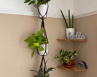 Macrame triple plant hanger, large planter, plant accessories indoor, boho plant hanger decor, houseplant decor accessories