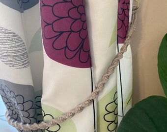 Simple Macrame Curtain Tie Backs: Beige Recycled Cotton, Boho Bedroom Decor
