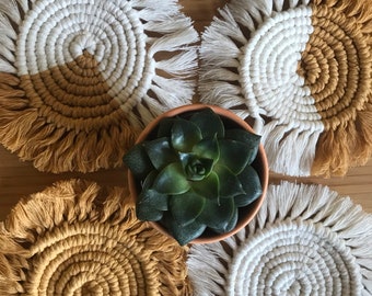 Macrame Coasters Set: Boho Table Decor, Eco Friendly Gift