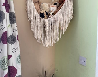 Natural toy hammock, soft toy storage, Nursery decor, bedroom storage, rainbow decor, macrame hammock, teddy storage, kids room decor