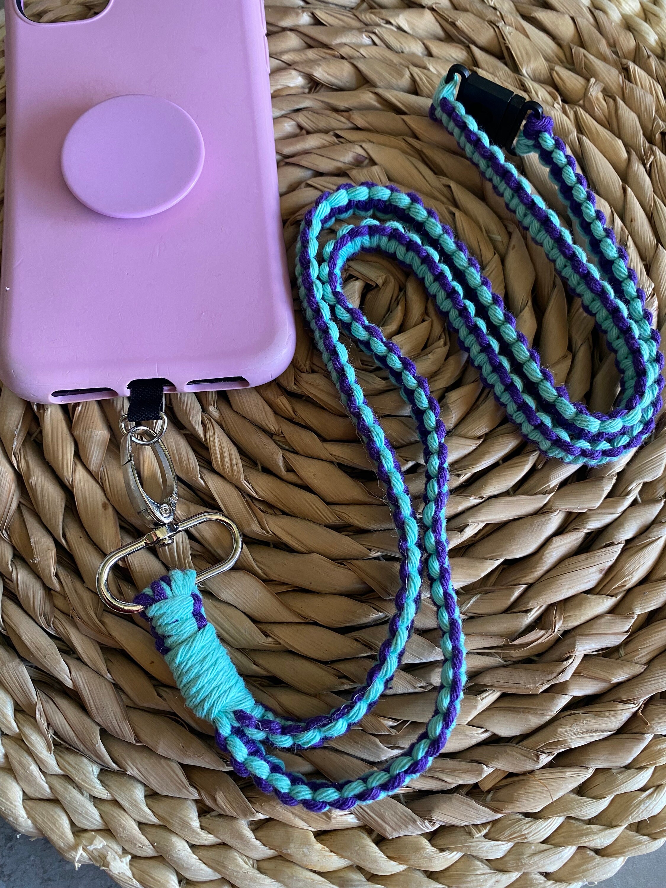 Purple Mint Macrame Phone Lanyard: Hands-free Phone Tether - Etsy
