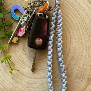 Pastel Wristlet Keychain, Wrist Strap Keyring, Wrist Strap For Keyring, Eco Friendly Gifts, Pastel Keyring, Wristlet Strap, Macrame Wristlet