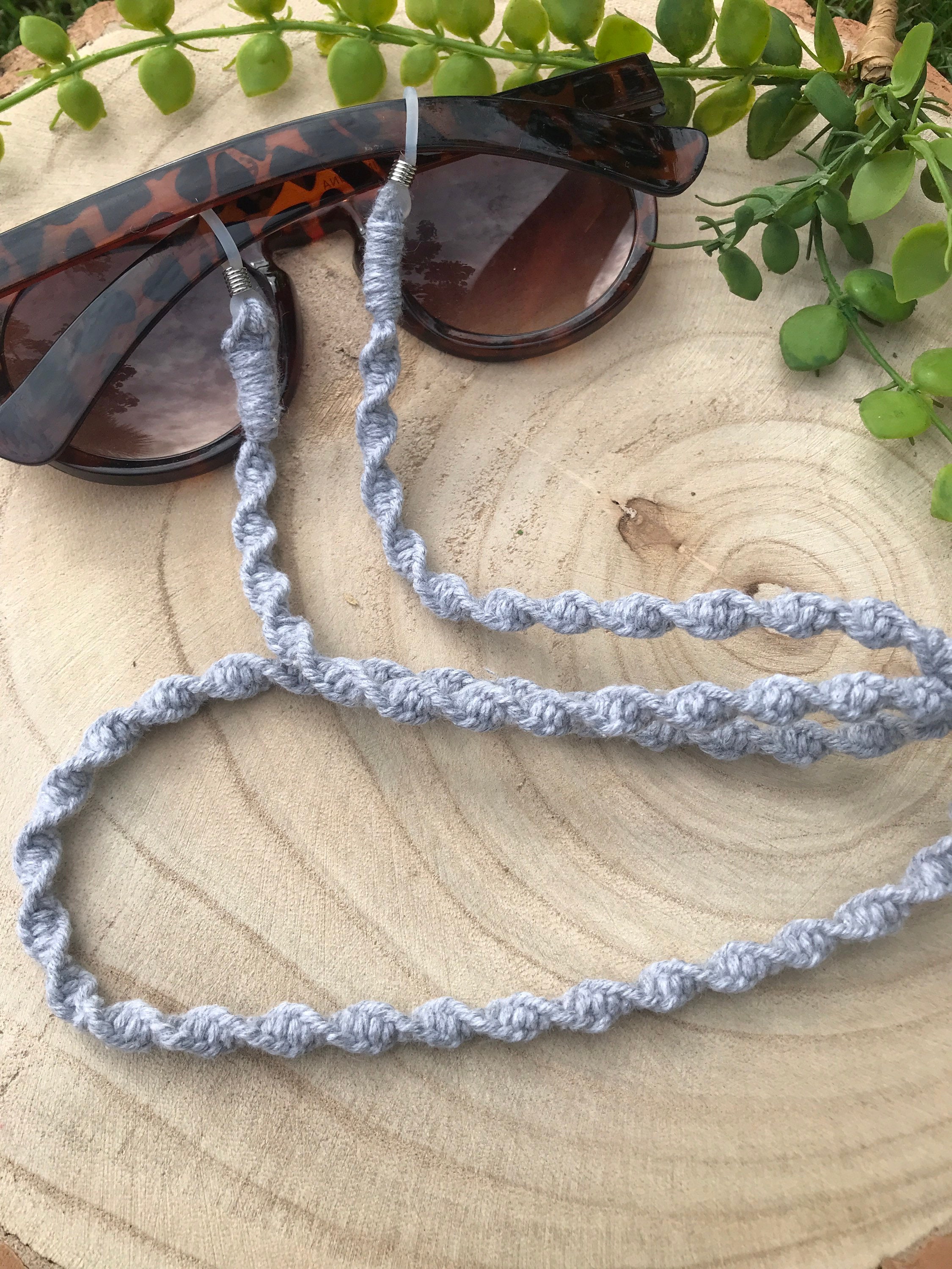 Grey Glasses Chain: Handmade Recycled Cotton Eyewear Lanyard