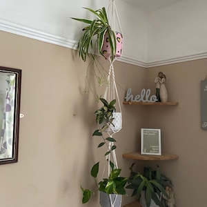 Triple Macrame Plant Hanger: Recycled Cotton Cord, Indoor Hanging Planter