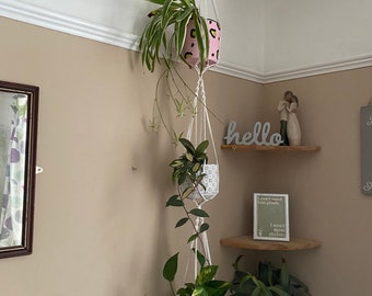 Triple Macrame Plant Hanger: Recycled Cotton Cord, Indoor Hanging Planter
