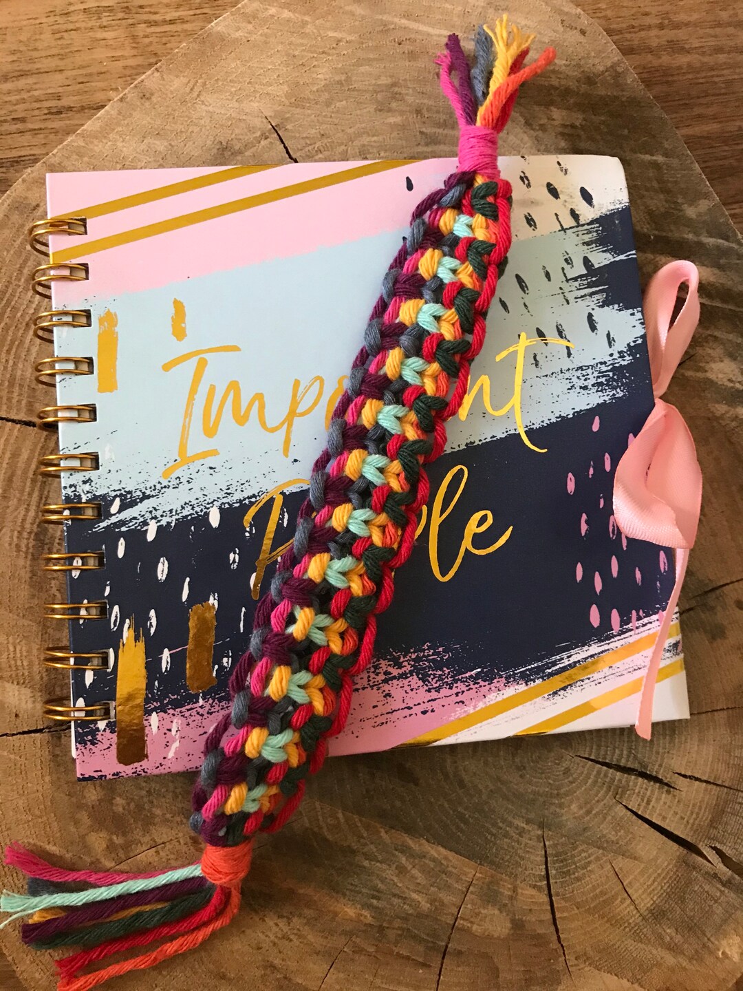 Handmade Rainbow Cotton Cord Bookmark: Gift for Book Lovers - Etsy