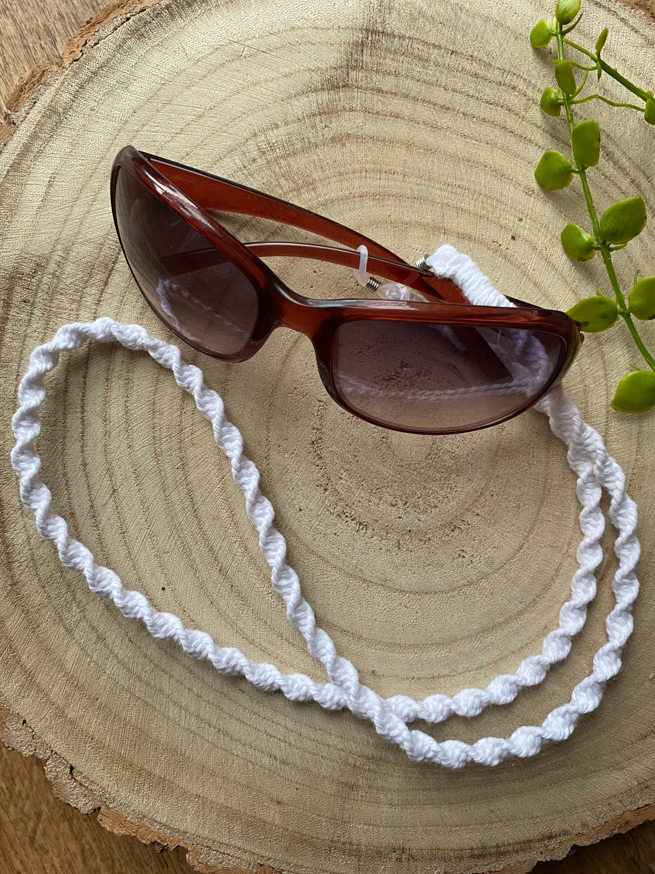 White Glasses Chain: Twisted Recycled Cotton Sunglasses Lanyard