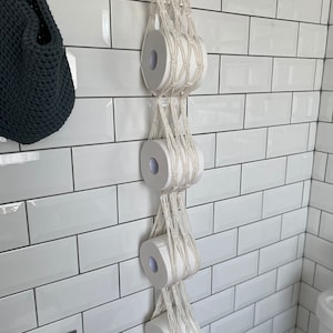 Handmade Macrame Toilet Roll Holder: Natural Cotton Bathroom Storage