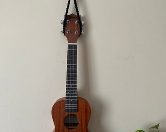 Percha negra para guitarra o ukelele, gancho para ukelele, decoración musical para el hogar, correa para ukelele, soporte de pared para ukelele, accesorios para ukelele