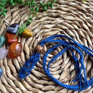 Blue Crystal Holder | Crystal Pouch | Crystal Cage | Gemstone Holder | Crystal Net |Crystal Cage Necklace