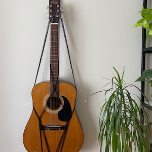 Handmade Black Cotton Guitar Hanger: Acoustic Guitar Wall Mount