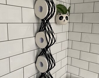 Black Macrame Toilet Roll Holder: Wall Hanging Bathroom Storage