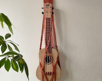 Chunky Macrame Ukulele Hanger: Bohemian Music Room Decor