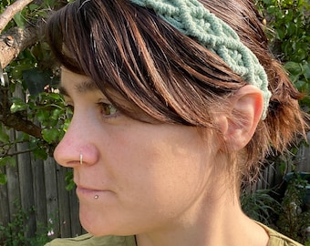 Fascia per capelli in macramè verde: fascia per capelli ecologica in stile bohémien