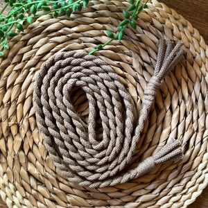 Brown Braided Macrame Belt: Recycled Cotton Tassel Tie