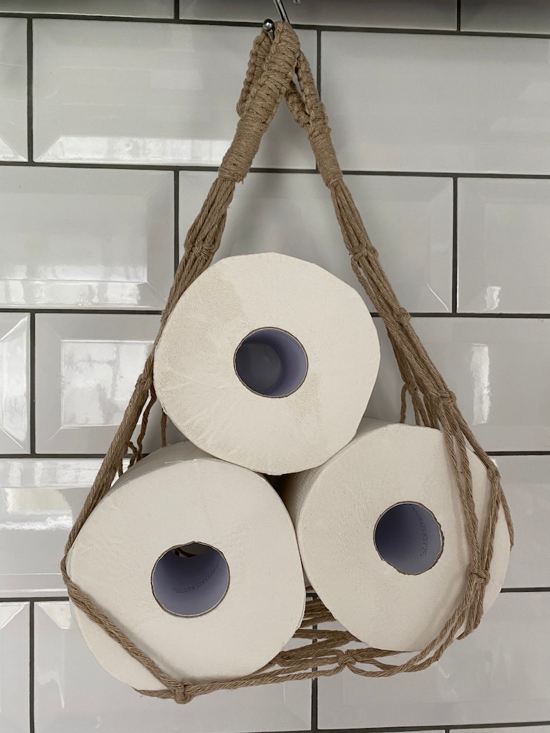 Taupe Toilet Roll Holder Toilet Paper Hammock Bathroom Etsy
